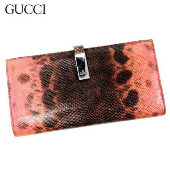 Gucci long Wallet python pink brown leather - Picture 1 of 6